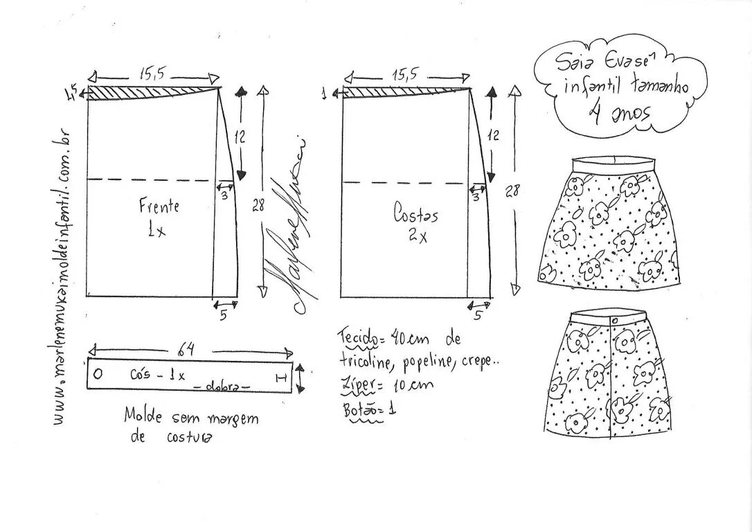 Простая выкройка юбки для девочки Шьем вместе - юбку для девочки 1-14 лет. Шьём вместе- выкройки и шитьё Дзен