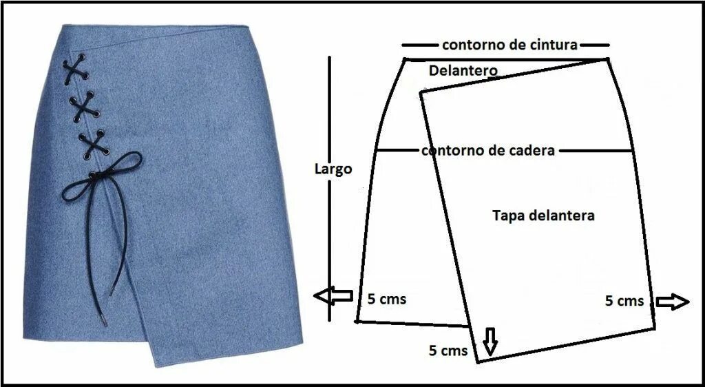 Простая юбка с запахом без выкройки Falda Cuzada Trenzada. La Puedes Hacer tú Misma! - Patrones De Costura Выкройки 