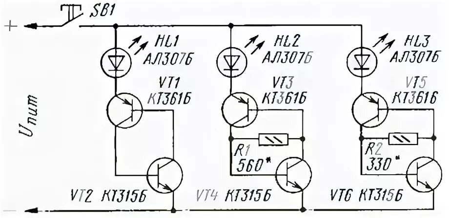 Простейшая схема индикатора напряжения бортовой сети Low-voltage indicator voltage - Electrical circuits