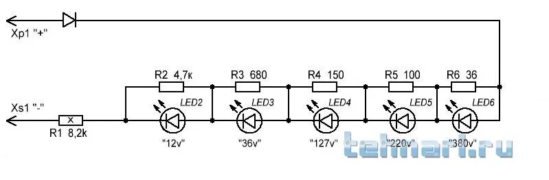 Простейшая схема индикатора напряжения бортовой сети Ответы Mail.ru: Будет ли работать светодиод от 6 вольт