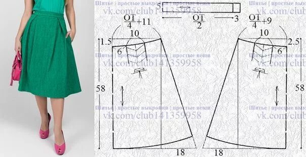 Простейшая выкройка юбки для полных Шитье простые выкройки простые вещи Узоры для юбки, Узоры для одежды, Пошив модн