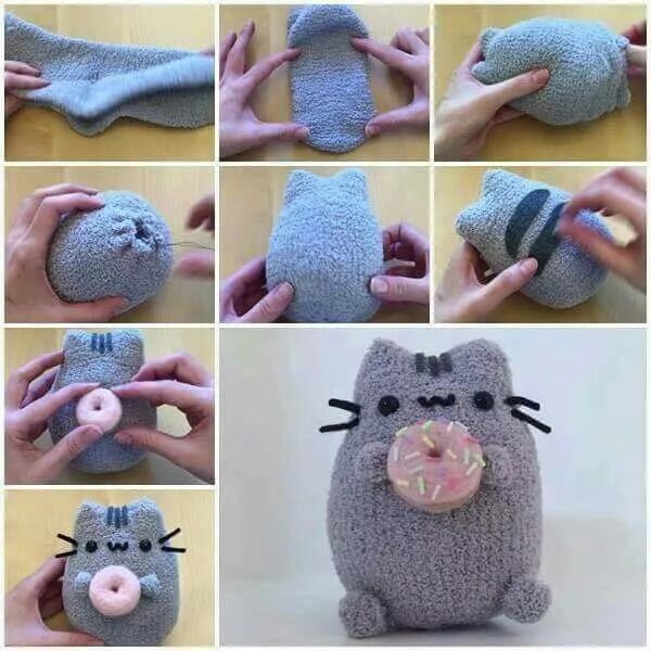 Простейшие игрушки своими руками фото Pusheen sock Kawaii crafts, Kawaii diy, Crafts