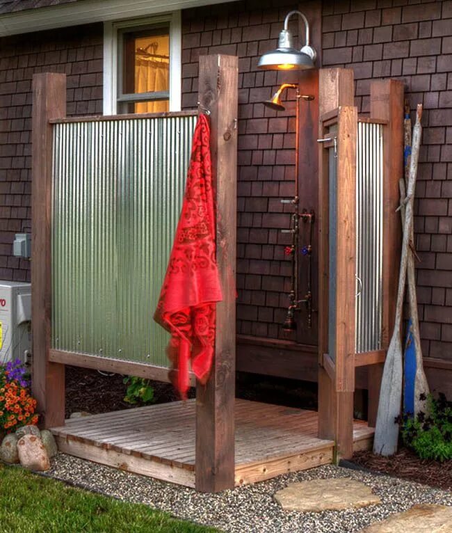 Простейший душ на даче своими руками 32 Beautiful & Easy DIY Outdoor Shower Ideas - A Piece of Rainbow Outdoor bathro