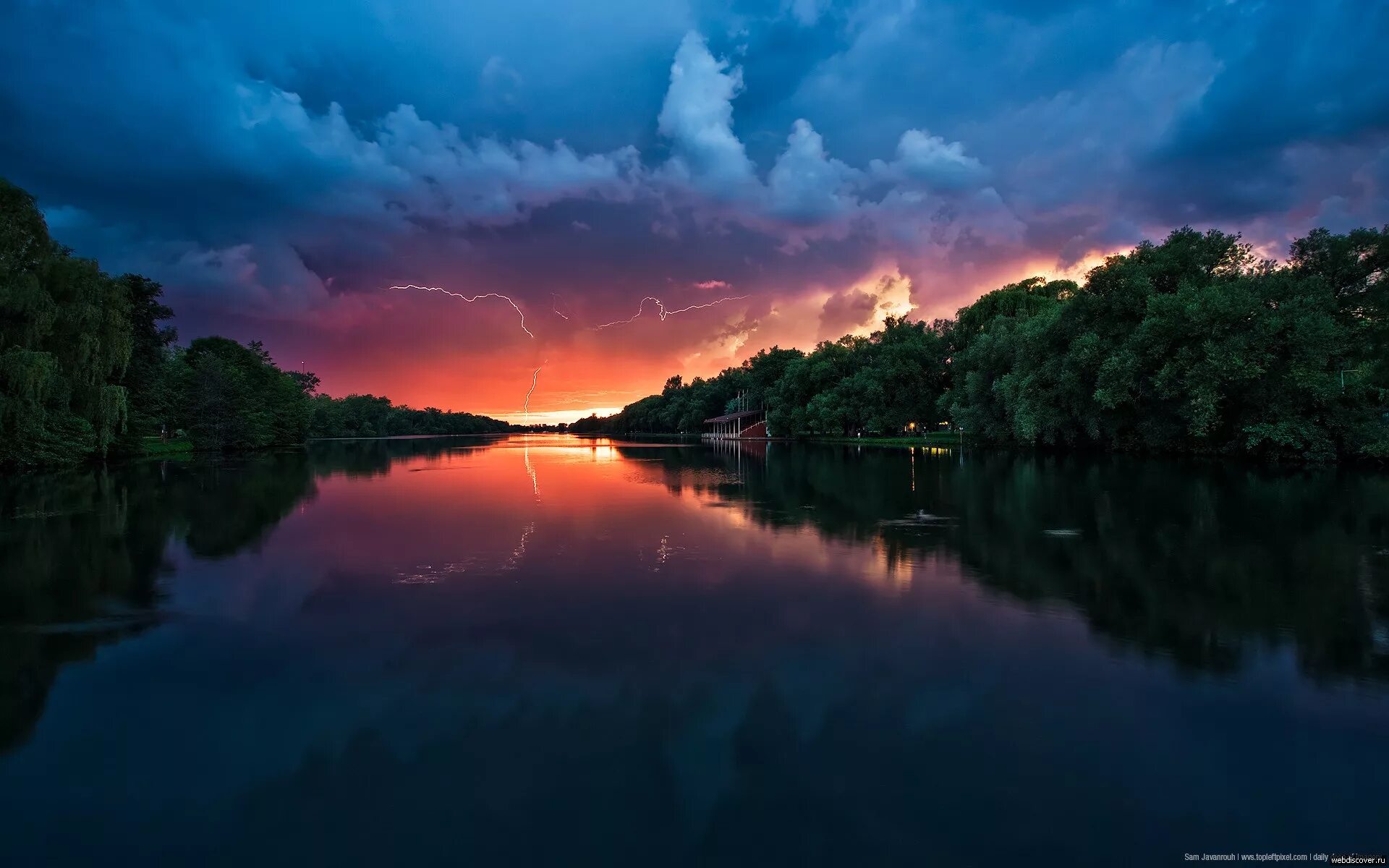 Просто красивые фото Wallpaper : sunset, lake, nature, reflection, sky, clouds, sunrise, lightning, e