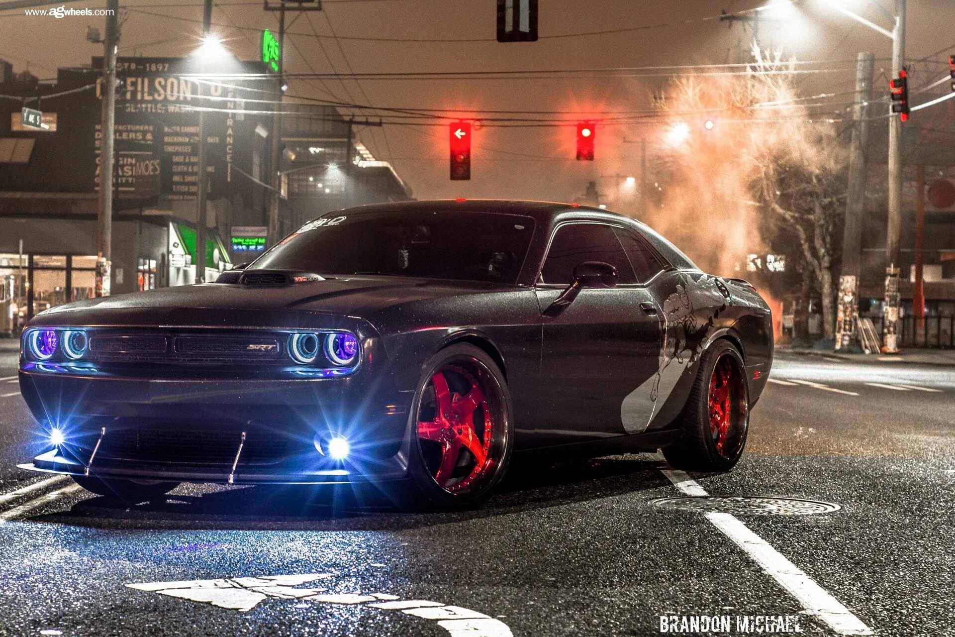 Просто крутые фото Stanced SRT Challenger With Red Custom Wheels by Avant Garde Custom wheels, Car 