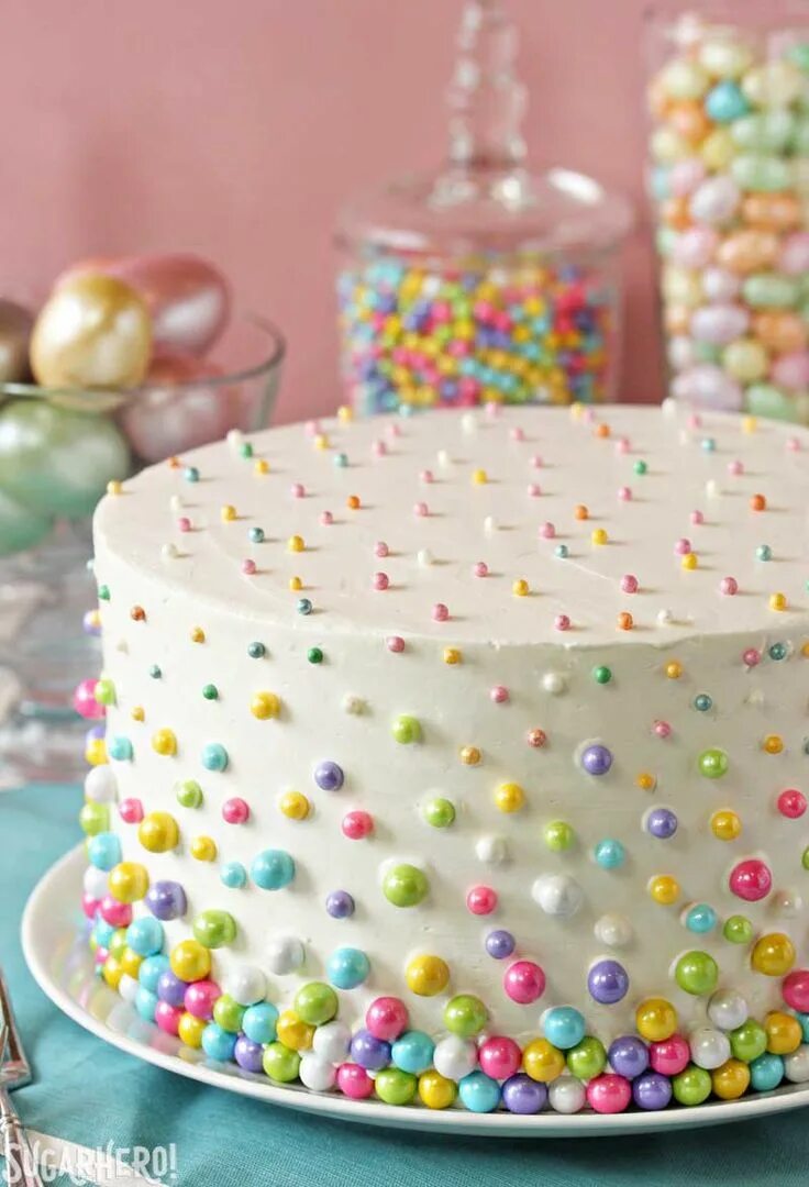 Простое оформление торта на день рождения Easter Polka Dot Cake - SugarHero Вкусняшки, Восхитительные торты, Оригинальные 