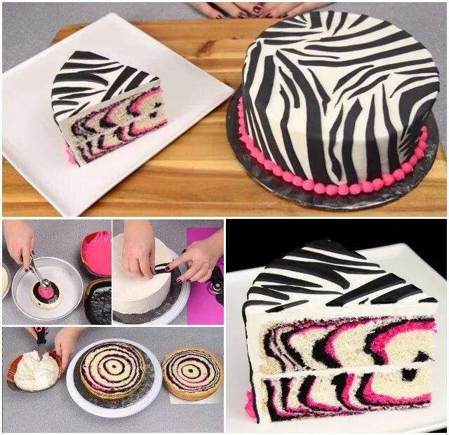 Простое оформление торта зебра DIY Zebra Cake Design (Vidéo) - Cake Decorating Torte, Zebra