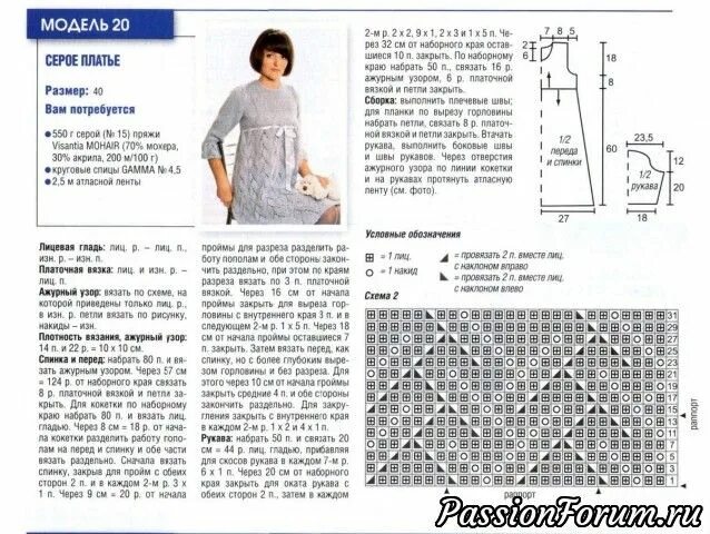 Простое платье спицами схемы Платье из мохера Вязание, Платья, Схемы вязания