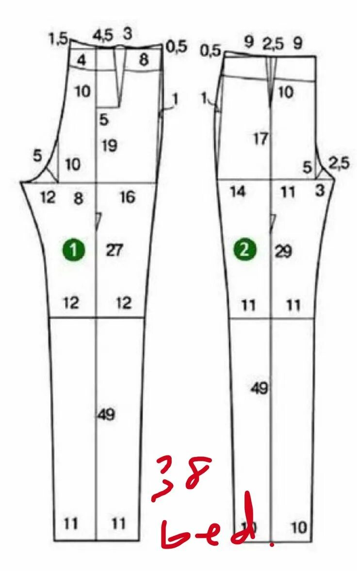 Простое построение выкройки брюк Пин на доске модели Выкройка брюк, Узорчатые брюки, Узоры для юбки