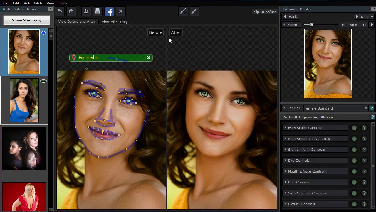 Простое редактирование фото PortraitPro v12 - Auto Batch Mode