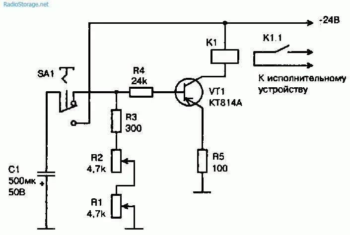Простое реле времени своими руками схема Схема простого реле времени на транзисторе КТ814