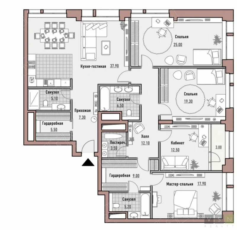 Просторная 5 планировка квартир Москва, 5-ти комнатная квартира, ул. Новослободская д.24, 70930000 руб.