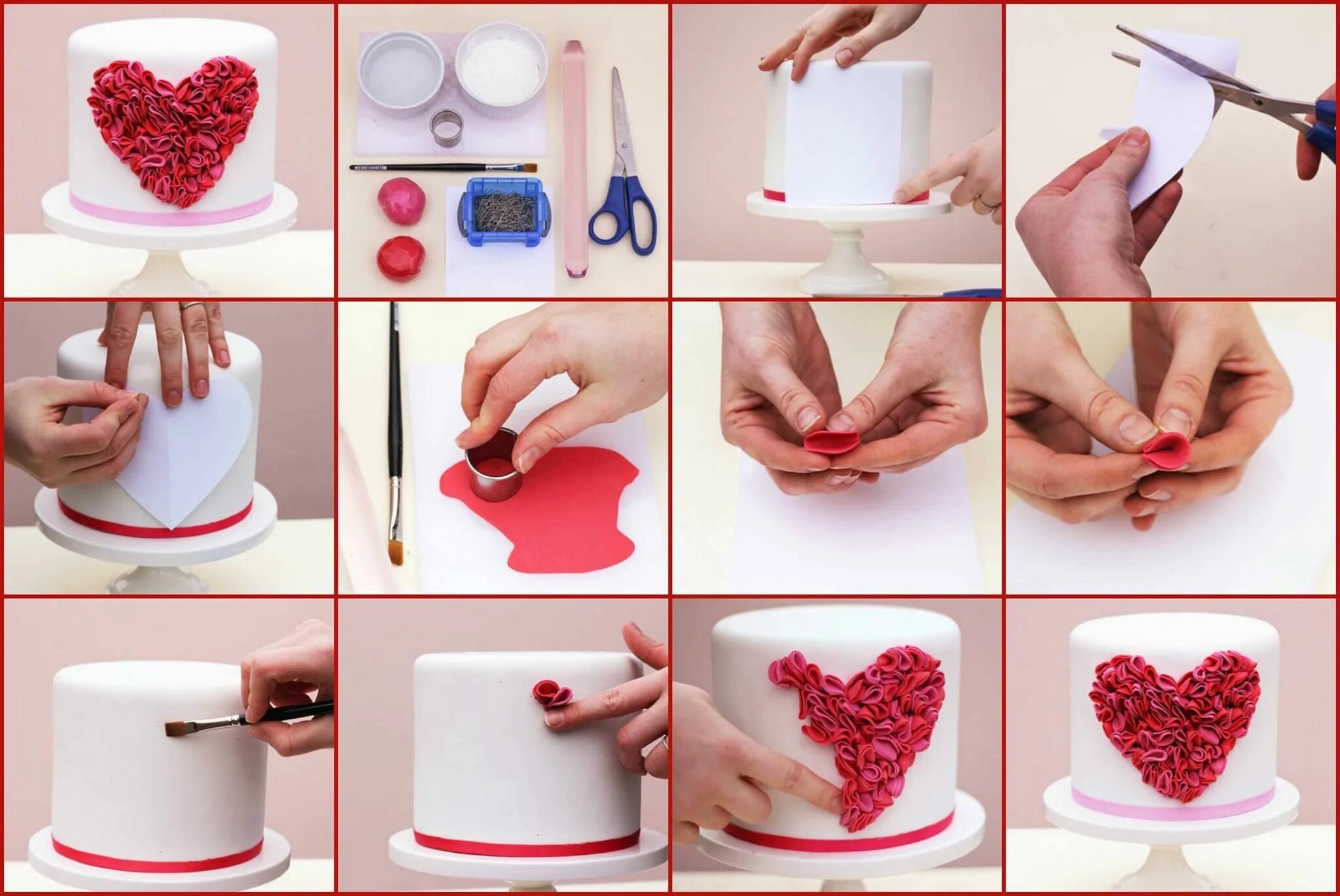 Простой декор для торта для начинающих Pin on Cakes for ladies! Valentine cake, Cake tutorial, Cake decorating tutorial