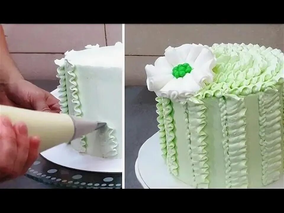 Простой декор торта кремом Buttercream Ruffles Cake *Decorar con Crema de Mantequilla by CakesStepbyStep. i