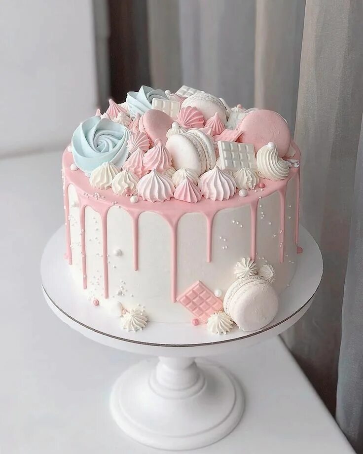 Простой декор торта на день рождения девочке Pastel Color Birthday Cake in 2023 14th birthday cakes, Cute birthday cakes, Bir