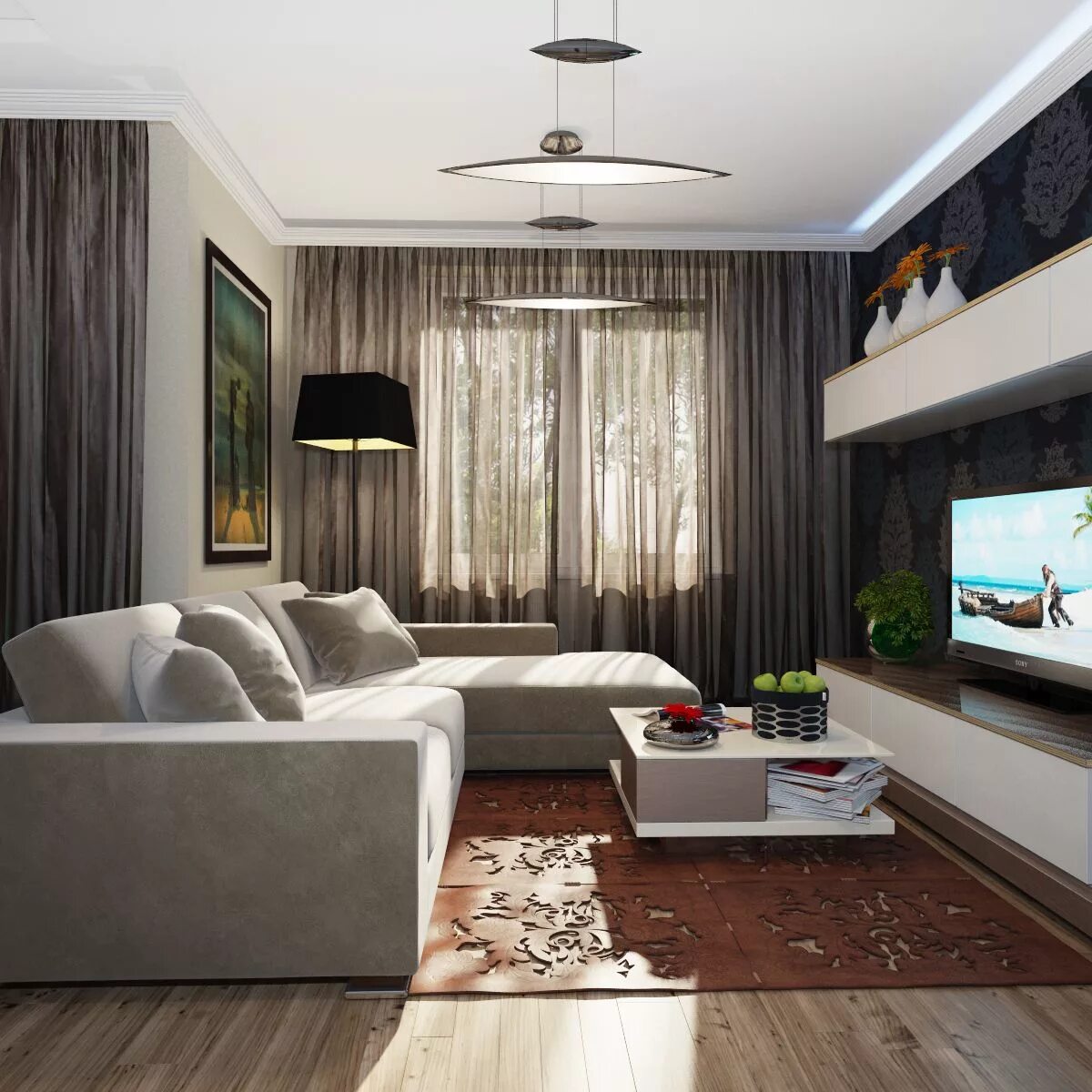 Простой интерьер гостиной Раздвижной диван в гостиной спальне Living room design decor, Modern furniture l