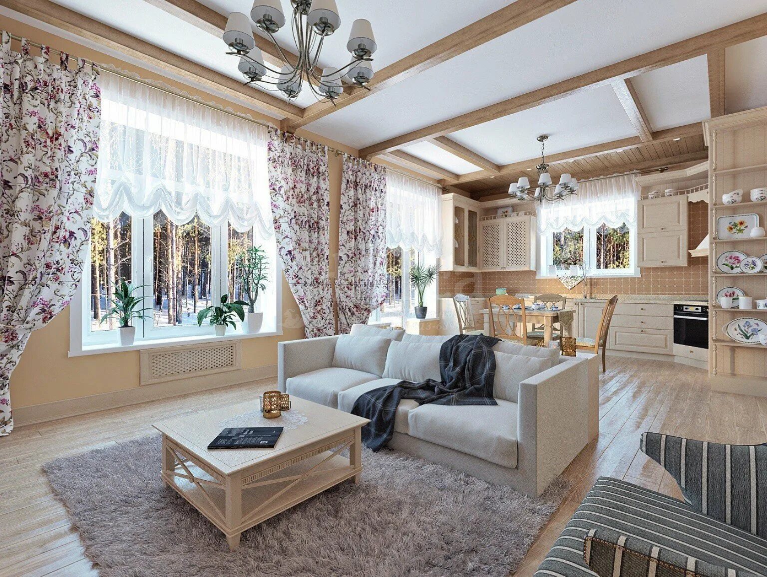 Простой интерьер загородного дома Provence design interior - 78 photo