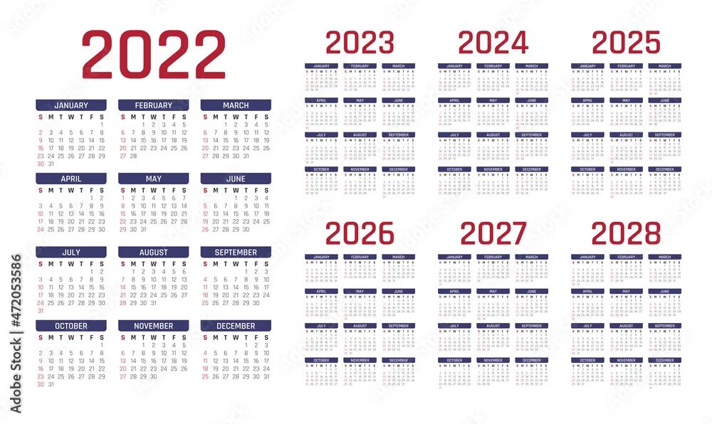 Простой календарь на 2025 год 2022-2028 Calendar English. 2022 calendar. 2023 calendar. 2024 calendar. 2025 ca