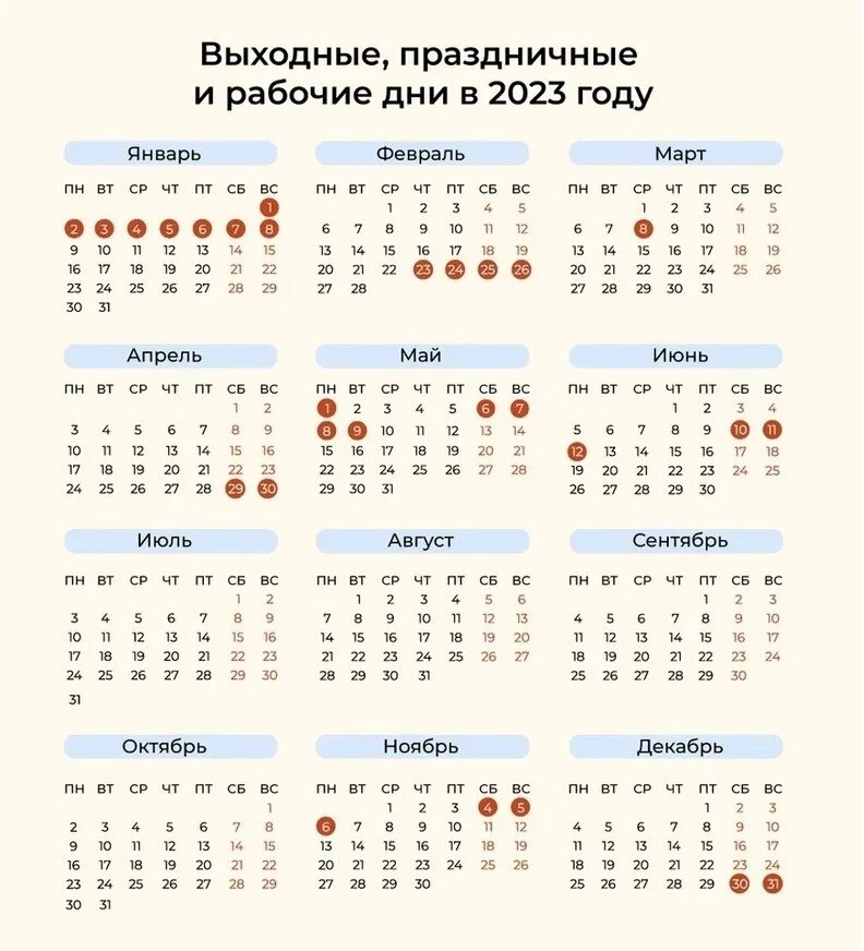 Простой календарь выходных The government established a calendar of weekends and holidays in 2023. And we w