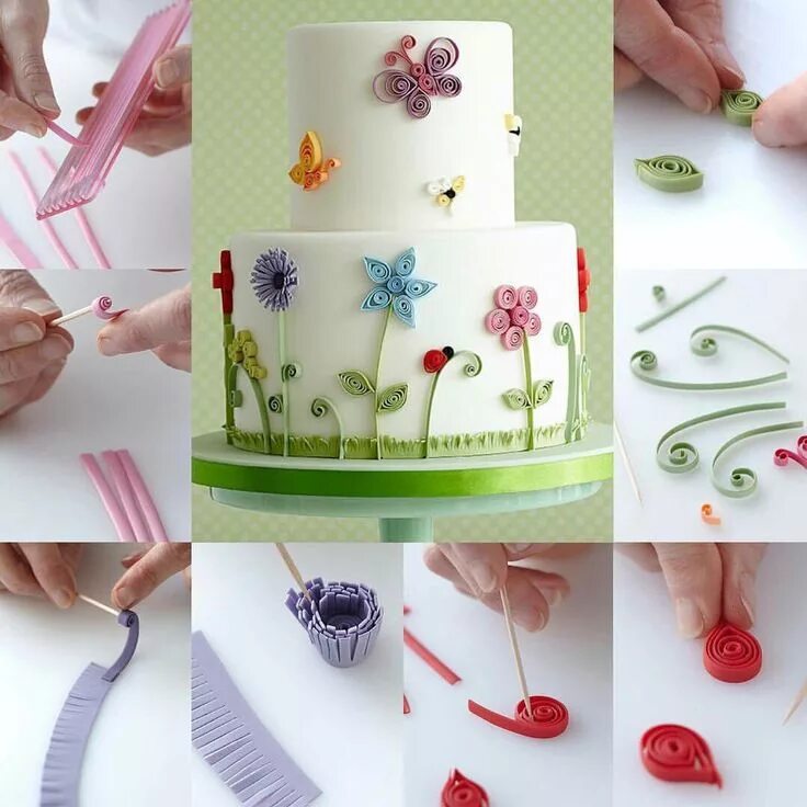 Простой красивый декор торта Pin by Sharyn Richards on Quilling With Fondant Quilling cake, Birthday cake kid