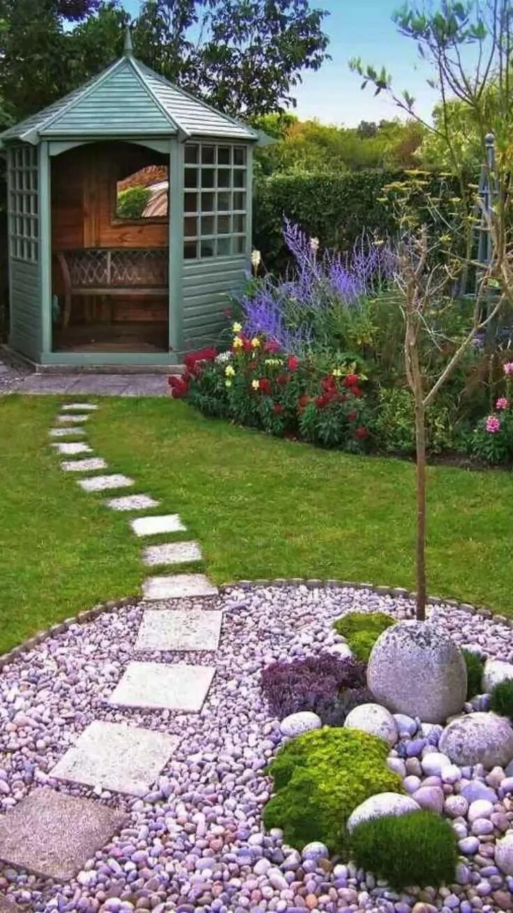 Простой ландшафтный дизайн своими руками фото Small Backyard Landscaping Ideas with Flowers and Rocks