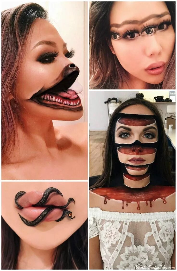 Простой макияж на хэллоуин Makeup Artist Transform Girls With Optical Illusion - NO Photoshop - Creative De