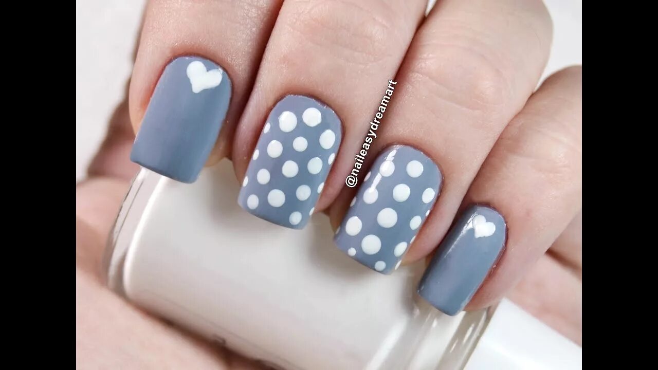 Простой маникюр фото Простой Маникюр в Горошек / DIY Easy Polka Dots Nail Art - YouTube