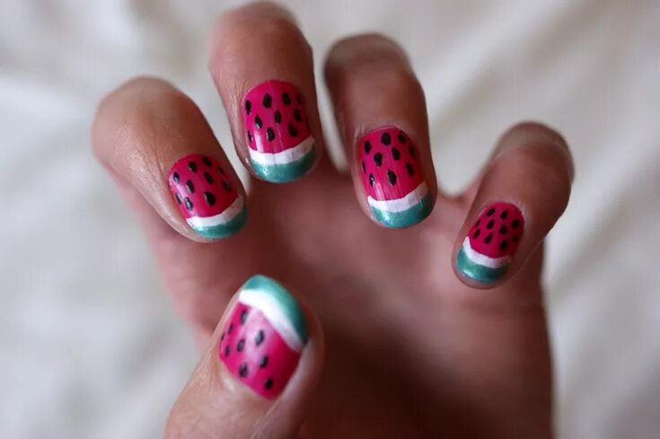 Простой маникюр фото Watermelon nail art Unhas artísticas, Unhas de melancia, Designs de unhas decora