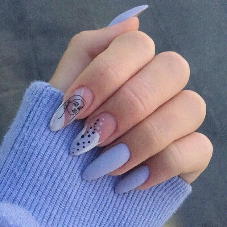 Простой маникюр на миндаль Pin on nail design Manicure, Pointy nails, Swag nails