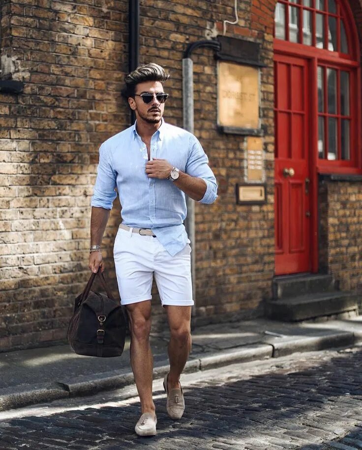 Простой мужской стиль Moda Masculina: Looks masculinos de verão Moda masculina, Camisas azuis, Moda ma