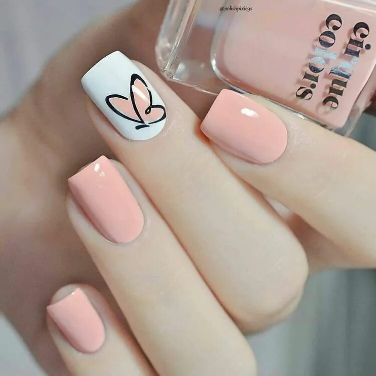 Простой нежный дизайн ногтей uñas cortas tiernas - diseños de uñas decoradas Manicura, Manicura de uñas, Mani