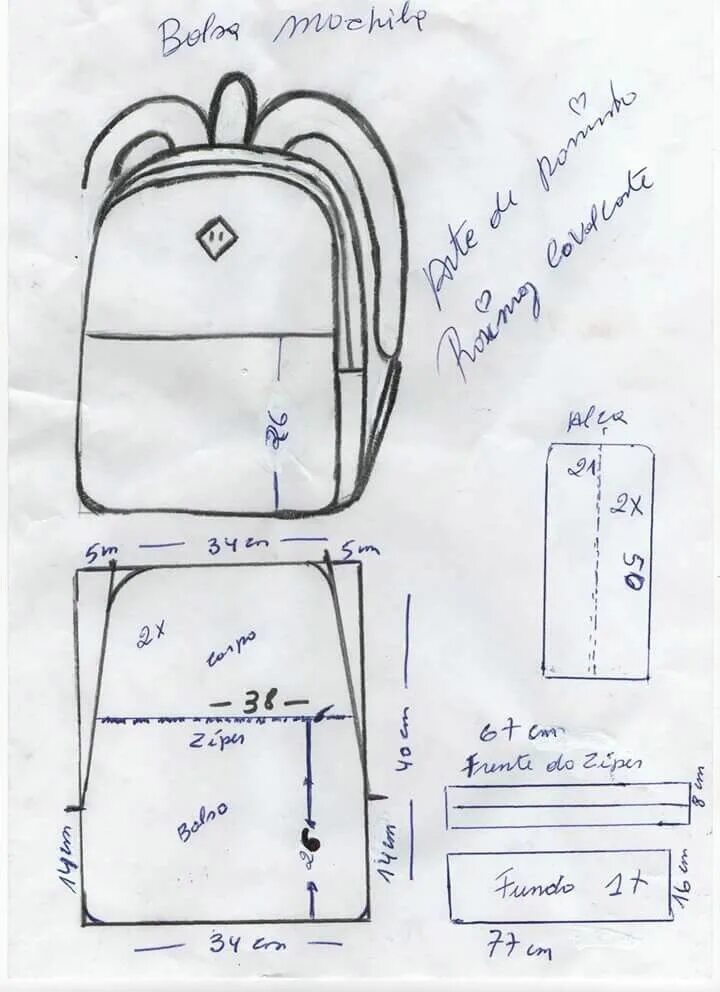 Простой рюкзак своими руками выкройки Pinterest Backpack pattern sewing, Leather bag pattern, Diy bags purses