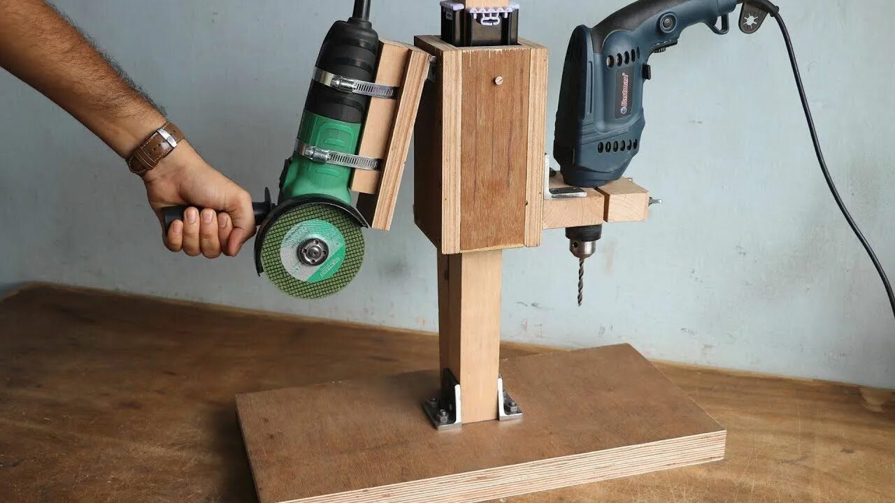 Простой самодельный сверлильный станок из дрели 2 In 1 Drill Press / Angle Grinder Stand Homemade Project Angle grinder stand, G