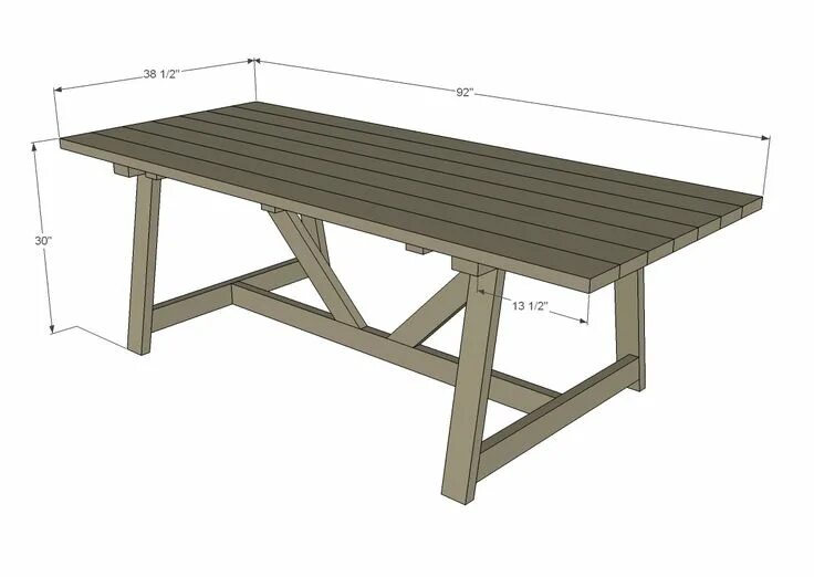 Простой стол для дачи своими руками 2x4 Truss Style Farm Table Outdoor table plans, Diy furniture, Outdoor farm tabl