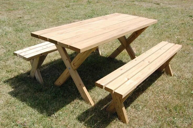 Простой стол для дачи своими руками 15 Free Picnic Table Plans In All Shapes and Sizes Diy picnic table, Wooden picn