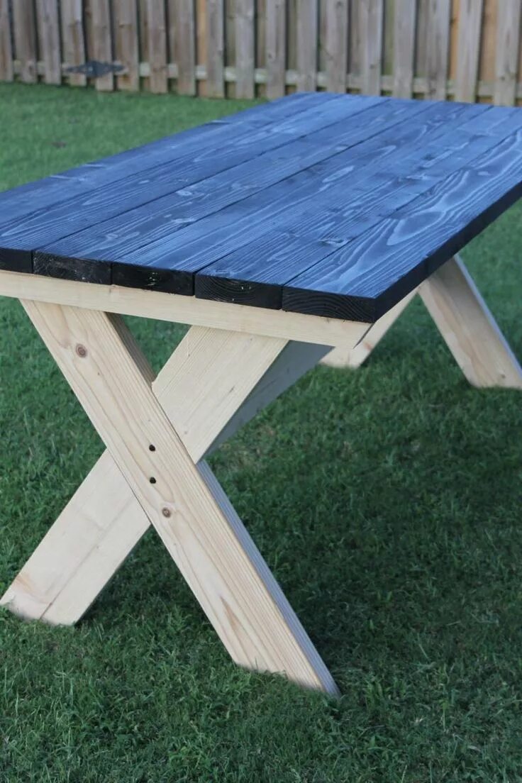 Простой стол для дачи своими руками How To Build a Picnic Table: 8 Steps to Building a Farmhouse Table Farmhouse pic