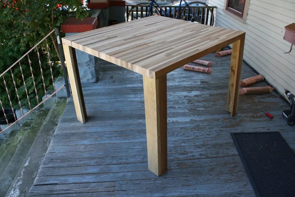 Простой стол своими руками фото Butcher Block Hardwood Table Hardwood table, Butcher block dining table, Patio t