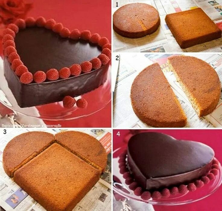 Простой торт своими руками в домашних Creative Ideas - DIY Heart-Shaped Cake without a Heart-Shaped Pan iCreativeIdeas