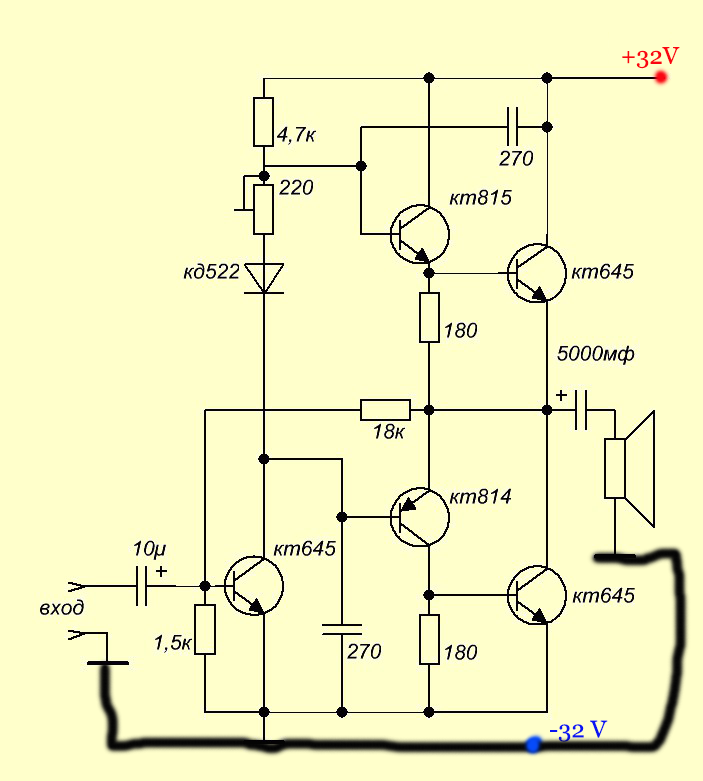 Простой транзисторный усилитель схема Усилитель звука на транзисторах своими руками просто