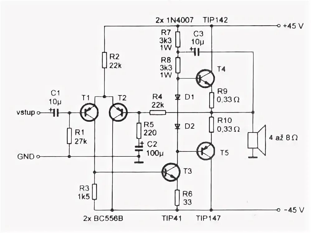 Простой транзисторный усилитель схема Схема простого усилителя звука на 100 Вт Amplificador, Esquemas eletrônicos, Amp