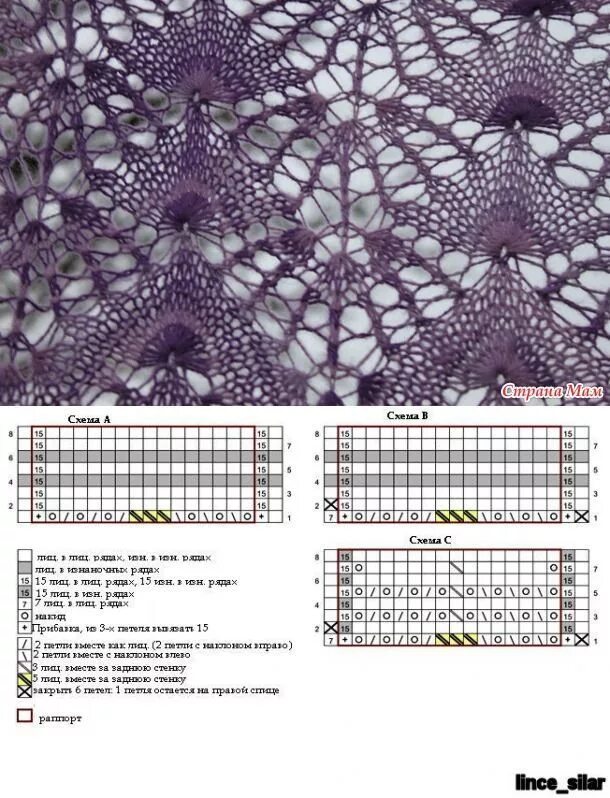 Простой узор для мохера спицами схемы Вязание: Шали, палантины Lace knitting patterns, Lace knitting stitches, Knittin