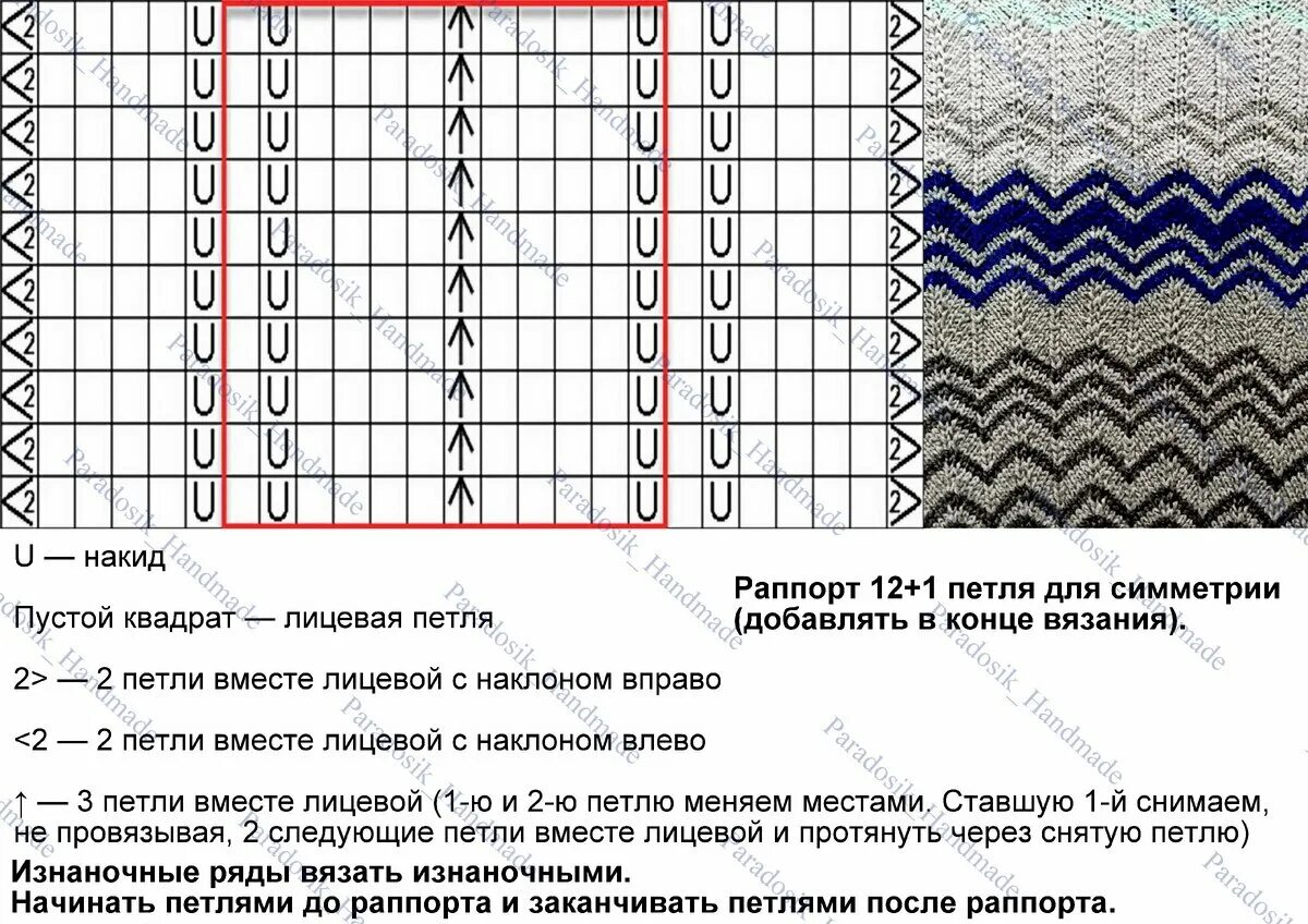 Простой зигзаг спицами схема Вяжем зигзаги: 12 простых схем спицами Вязание с Paradosik_Handmade Дзен