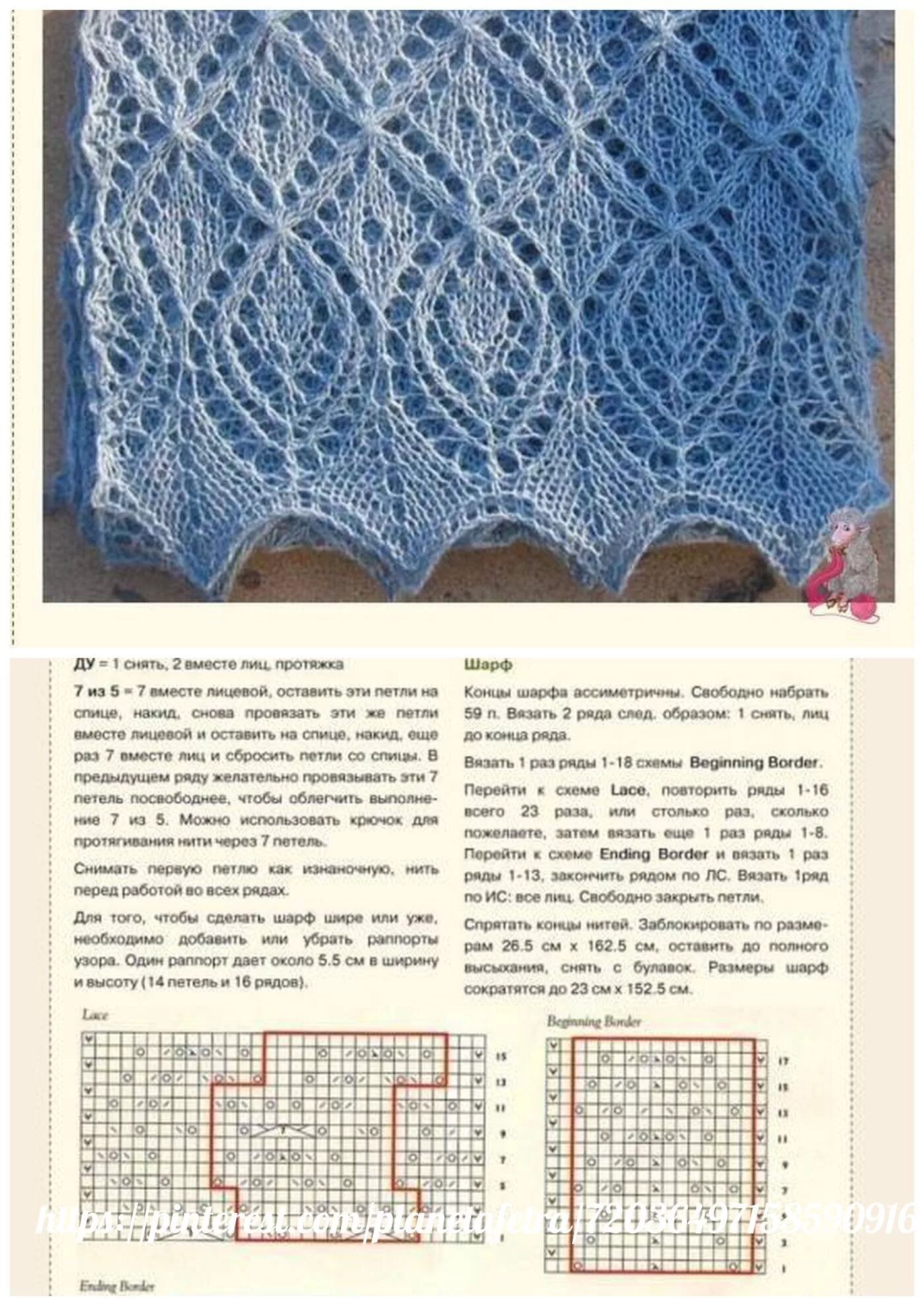 Простые ажурные палантины со схемой спицами ШАРФ-ПАЛАНТИН "РЕШЕТКА" Несложные узоры, Схемы вязания, Вязание