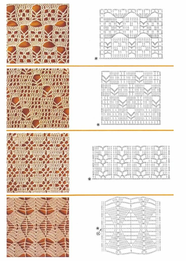 Простые ажурные схемы крючком Crochet Patterns № 7 Узоры, Схемы вязания крючком, Вязание крючком