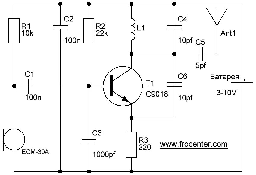 Простые электрические схемы для начинающих с пояснениями Схема радио жучка на одном транзисторе - FROLOV TECHNOLOGY