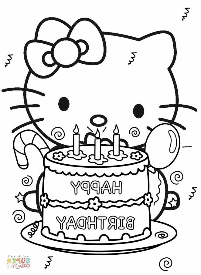 Простые картинки с днем рождения Hello Kitty Printable Coloring Pages VFBI Hello Kitty Coloring Pages Free Colori