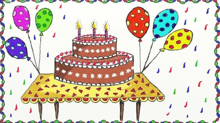 Простые картинки с днем рождения Birthday Cake Drawing Drawing A Simple Birthday Cake How To Draw Cake Drawing Fo