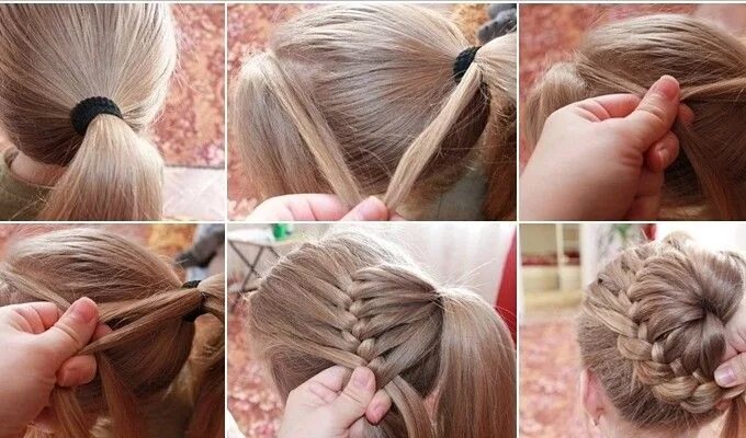 Простые косички для девочек с пошаговыми фото DIY Braid Around Ponytail Creates a Beautiful Bun! #hair #style #tutorial Hair s