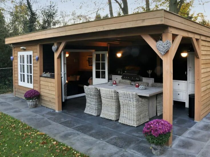 Простые летние кухни фото blokhutten met afdak - Google zoeken Backyard patio, Backyard, Backyard sheds