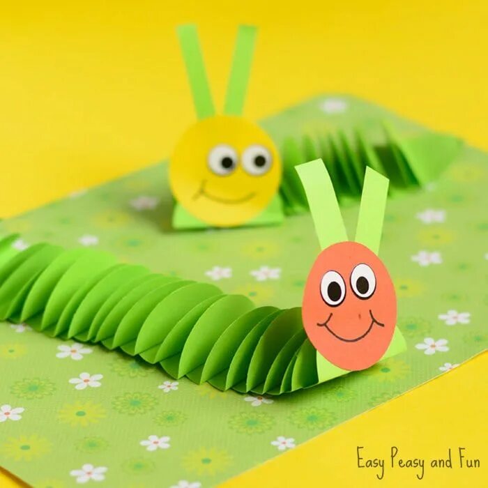 Простые поделки для детей фото Paper Caterpillar Craft - Paper Circles Crafts Tırtıl, Kağıt çiçek, Origami